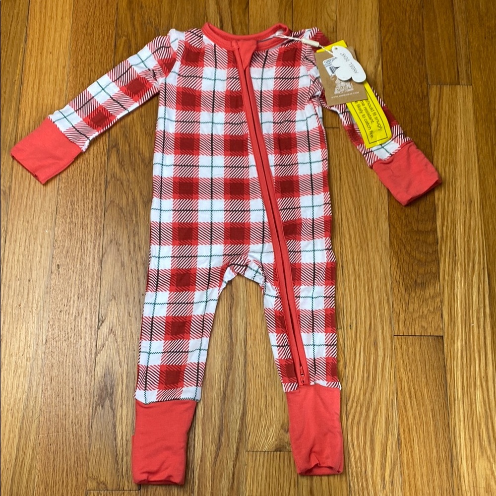 NWT Angel Dear Bamboo Red and White Plaid Pajamas
